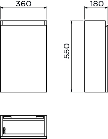 InBe cabinet for Flush 3 and InBe set 3 handbasins, left