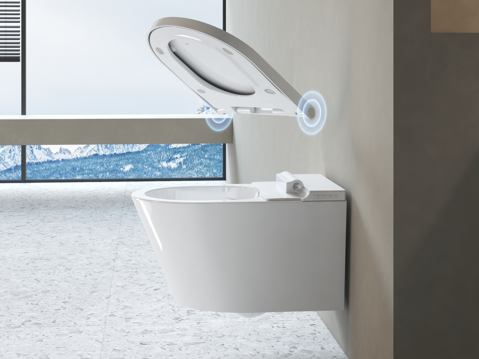 Clever Clever shower toilet with turbo flush, gloss white ceramic