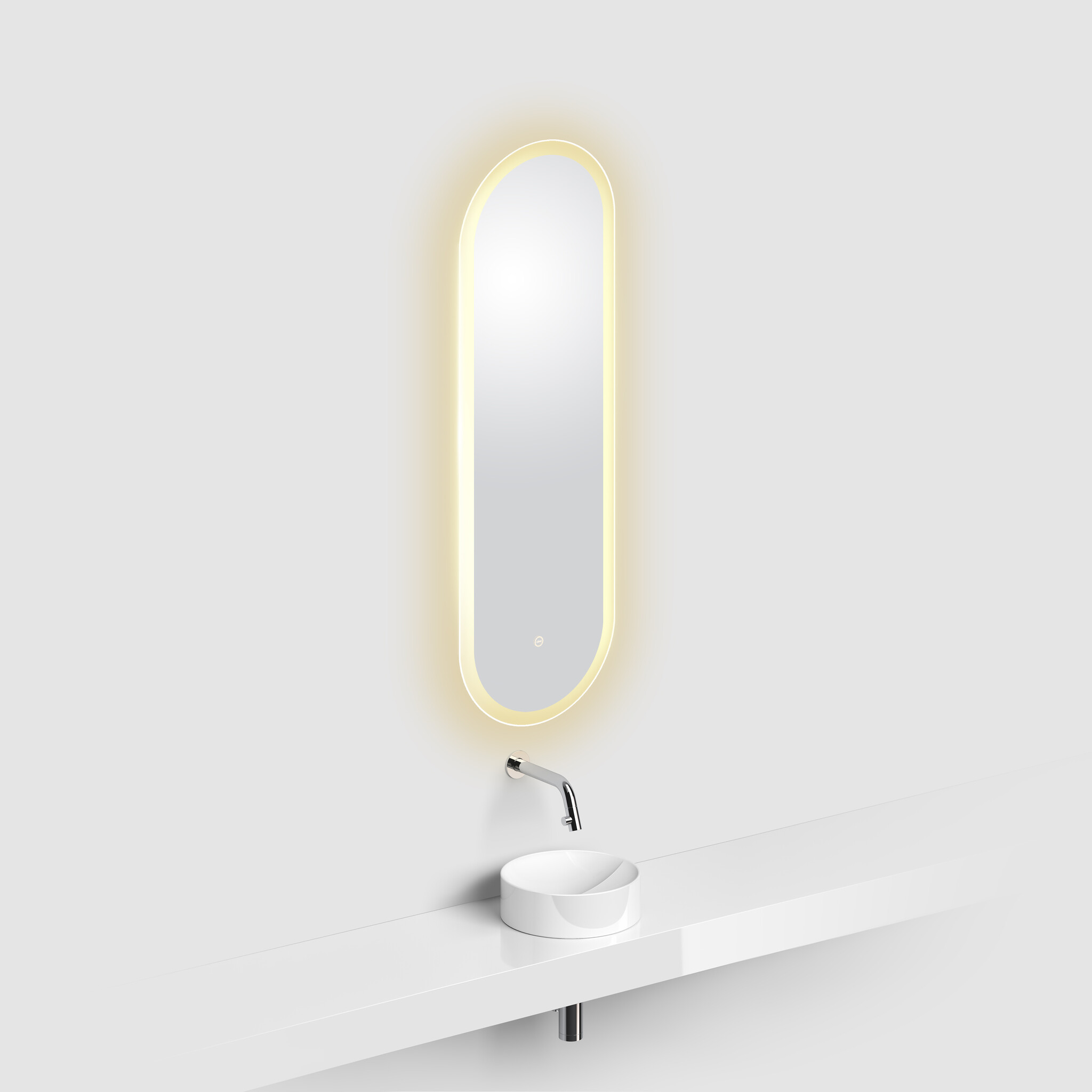 Look at Me oval mirror, satin edge, with lighting and sensor control
