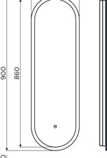 Look at Me oval mirror, satin edge, with lighting and sensor control