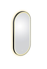 Look at Me miroir ovale, noir mat, avec éclairage et contrôle par capteur