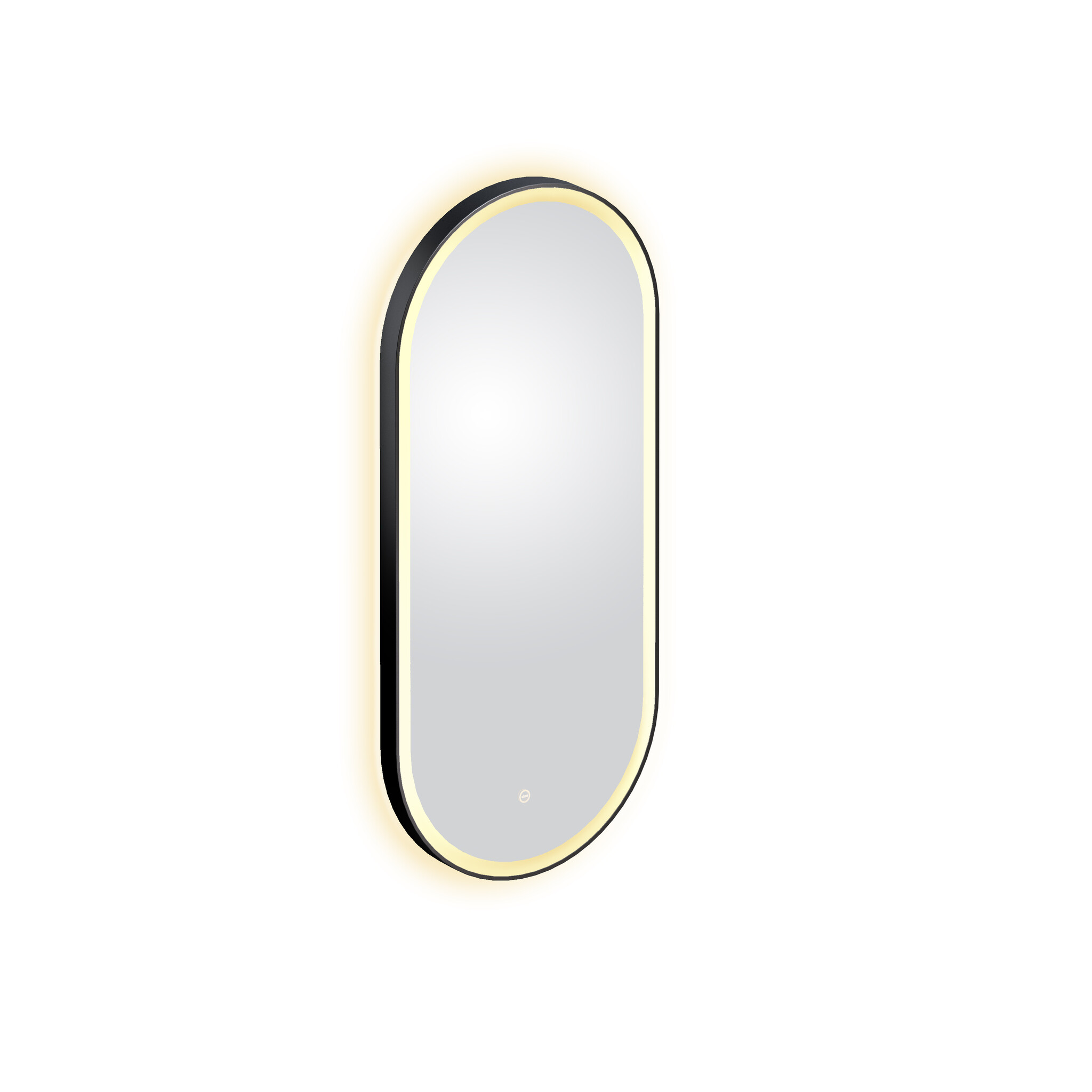 Look at Me miroir ovale, noir mat, avec éclairage et contrôle par capteur