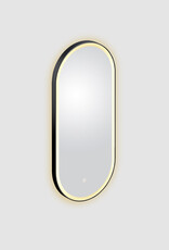 Look at Me miroir ovale, noir mat, avec éclairage et contrôle par capteur