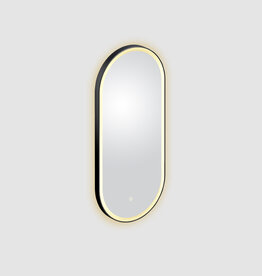 Look at Me miroir ovale, noir mat, avec éclairage et contrôle par capteur