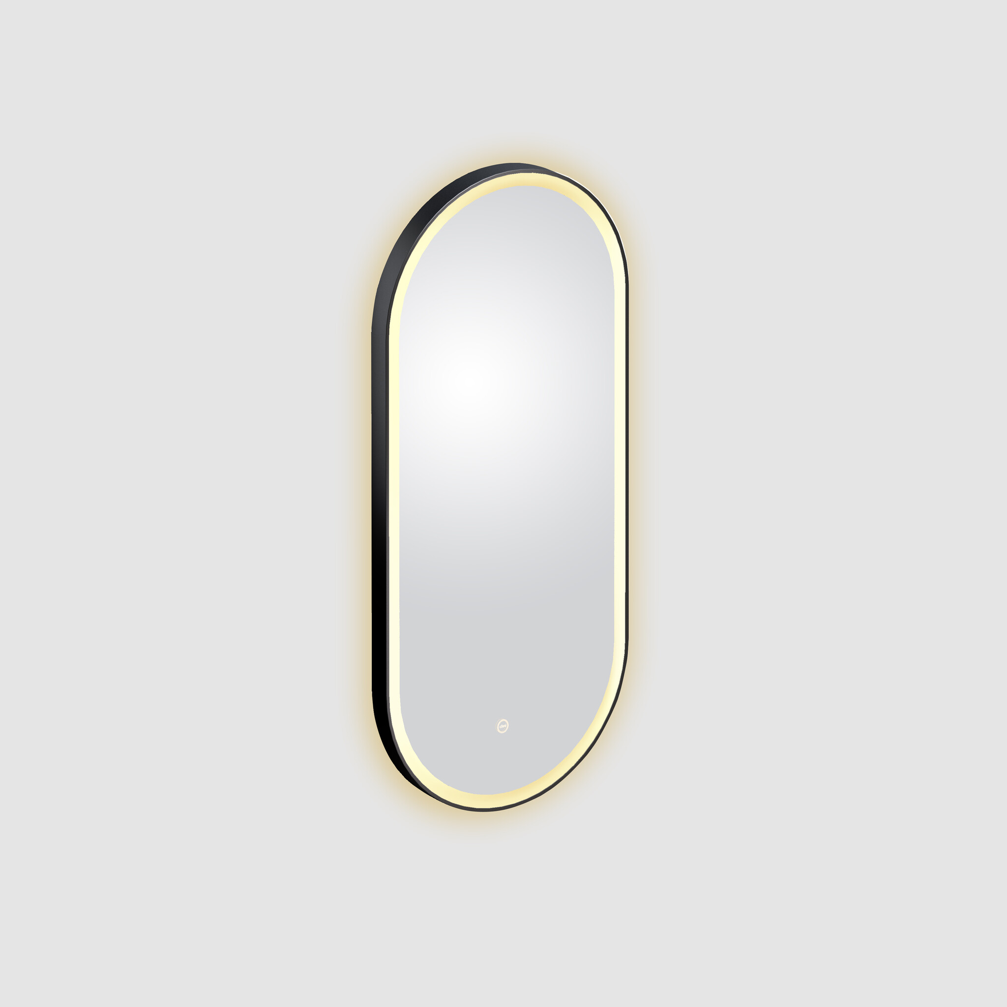 Look at Me oval mirror, matt black, with lighting and sensor control