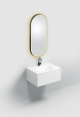Look at Me miroir ovale, noir mat, avec éclairage et contrôle par capteur