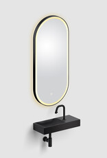 Look at Me miroir ovale, noir mat, avec éclairage et contrôle par capteur