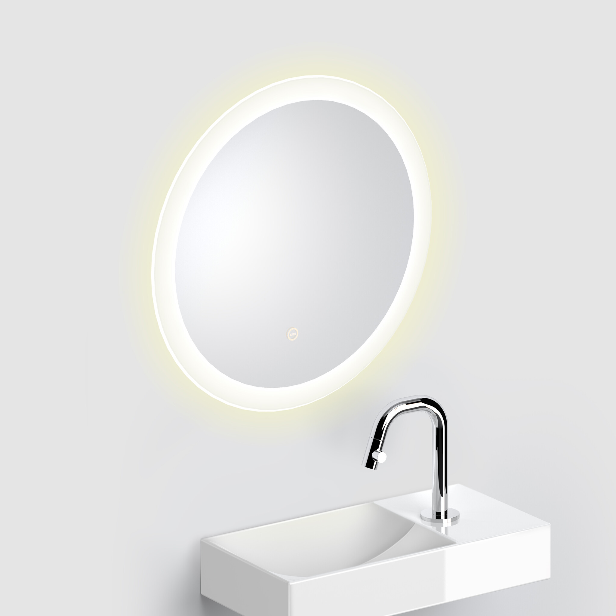 Look at Me Mirror 40 cm round with border with LED-lighting and sensor control