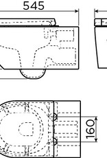 New Hammock toilette sans bord, à suspendre, 54 cm, abattant épais