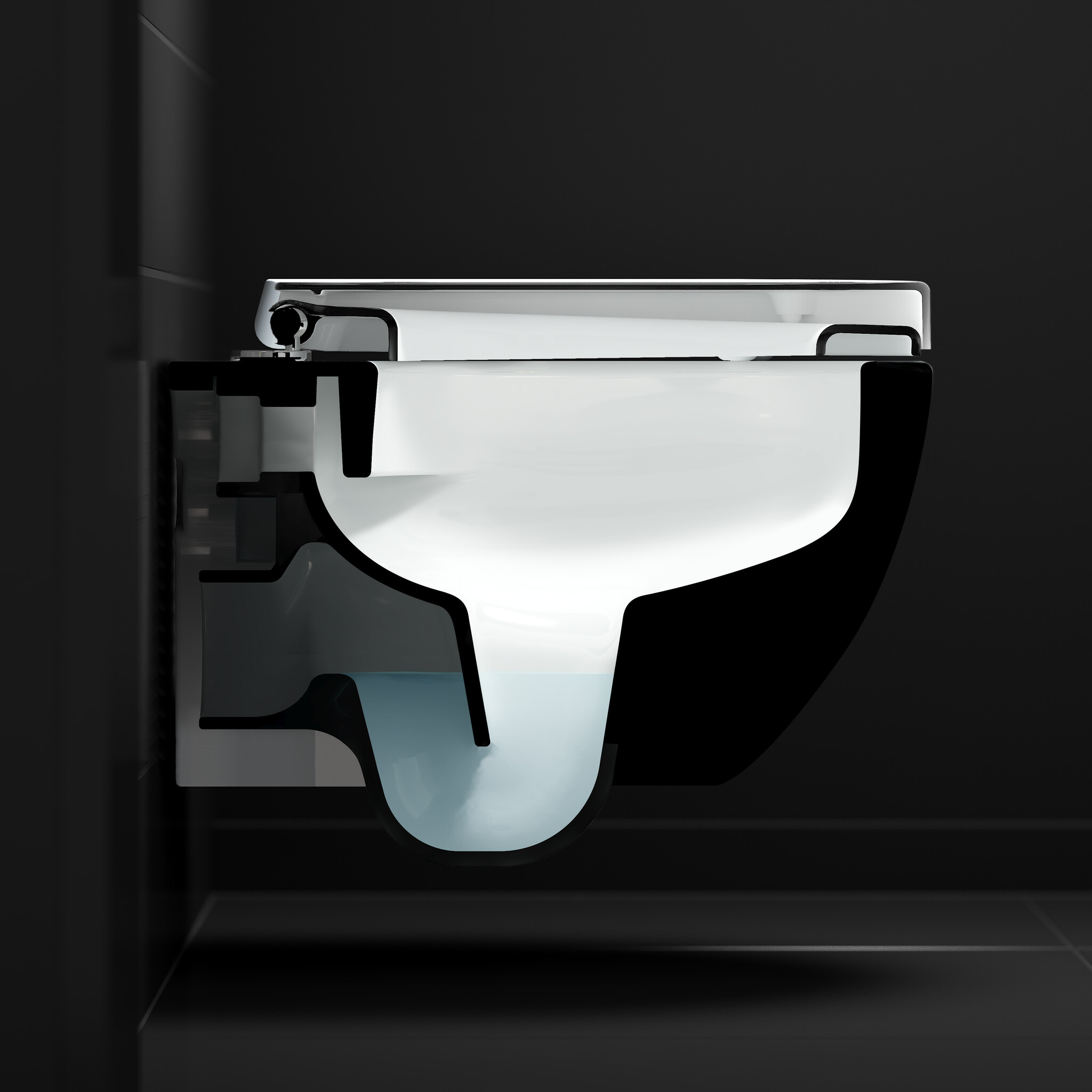 New Hammock toilette sans bord, à suspendre, 49 cm, abattant bas