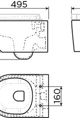 New Hammock rimless toilet, wall mounted, 49 cm, without seat