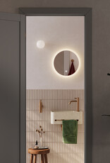 InBe 9 lave-mains 43cm, avec porte-serviette, beige Microrazzo béton, avec trou pour robinet à droîte, avec bonde fermable avec couvercle en Microrazzo