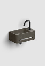 InBe 9 lave-mains 43cm, avec porte-serviette, anthracite Microrazzo béton, avec trou pour robinet à droîte, avec bonde fermable avec couvercle en Microrazzo - Copy