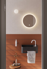 InBe 9 lave-mains 43cm, avec porte-serviette, anthracite Microrazzo béton, avec trou pour robinet à droîte, avec bonde fermable avec couvercle en Microrazzo - Copy