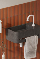 InBe  9 handbasin 43cm, with towel holder, anthracite Microrazzo concrete, with tap hole right, with closable drain with Microrazzo cover - Copy