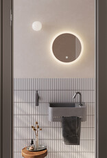 InBe  9 handbasin 43cm, with towel holder, grey Microrazzo concrete, with tap hole right, with closable drain with Microrazzo cover - Copy