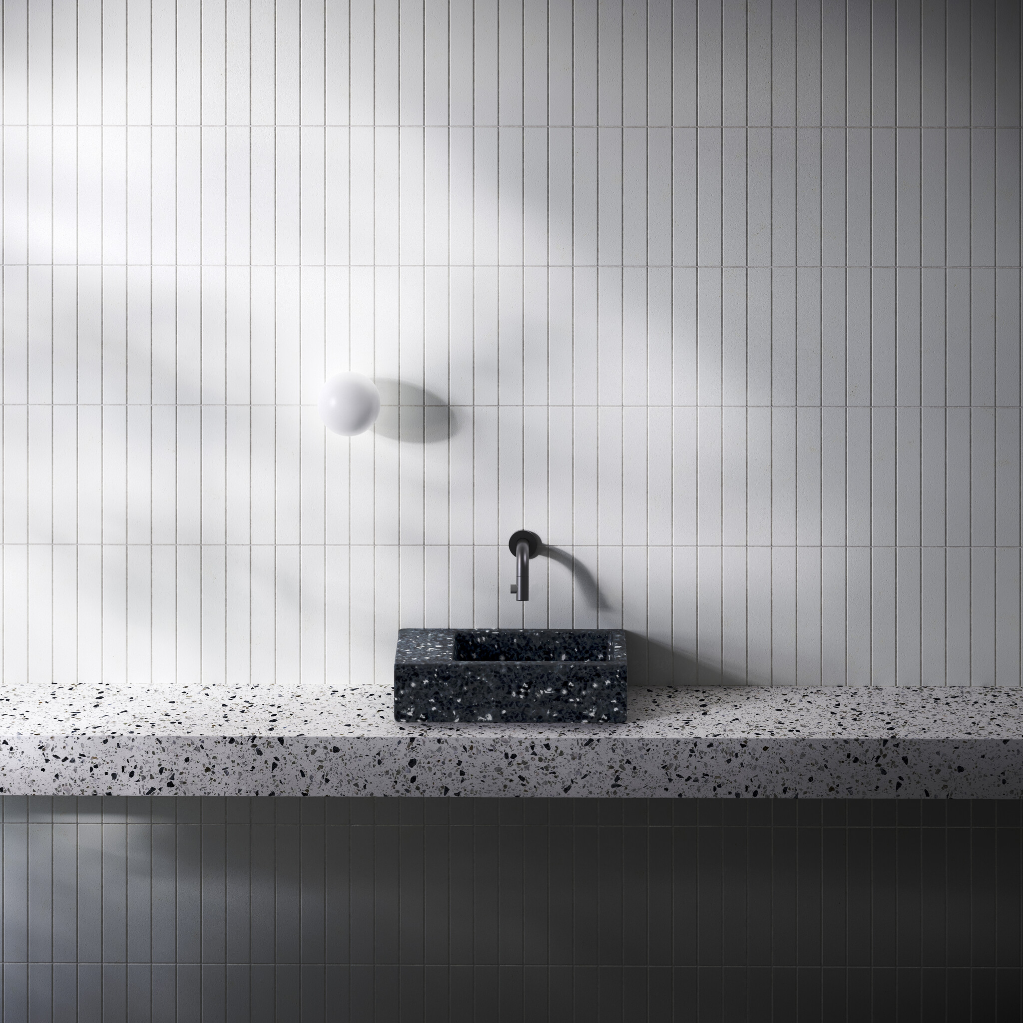 Flush Ecorazzo Flush 3 fontein 36cm, links, gerecycleerd