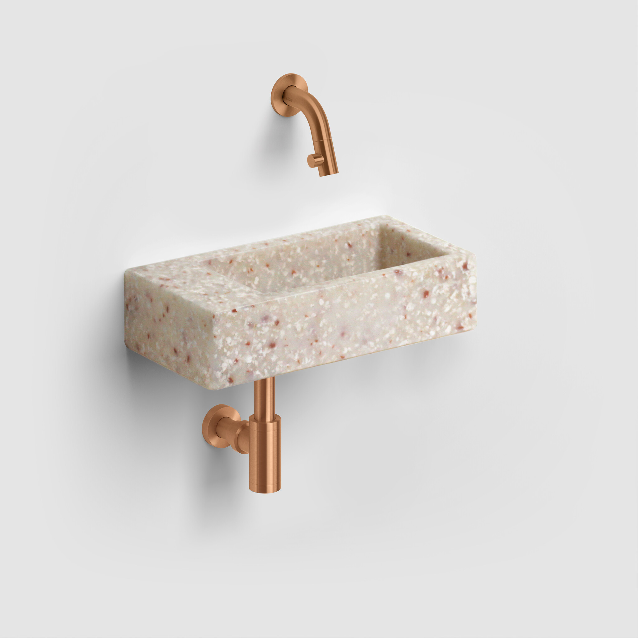 Flush Ecorazzo Flush 3 fontein 36cm, links, gerecycleerd