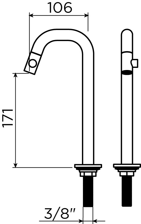 Kaldur standing cold water tap, with short spout, high version