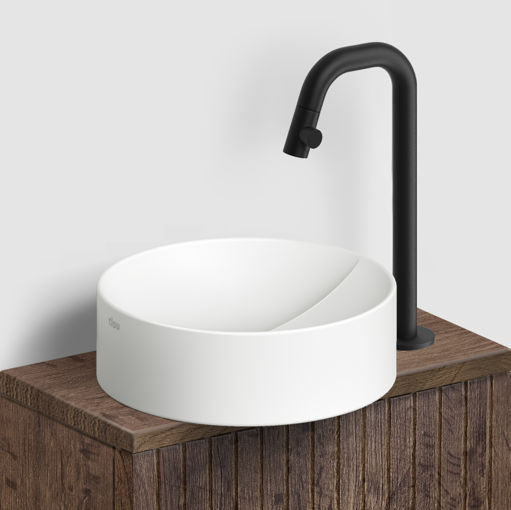 Kaldur standing cold water tap, with short spout, high version