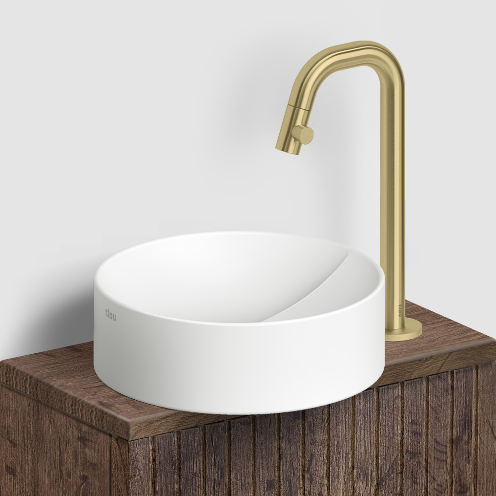 Kaldur standing cold water tap, with short spout, high version