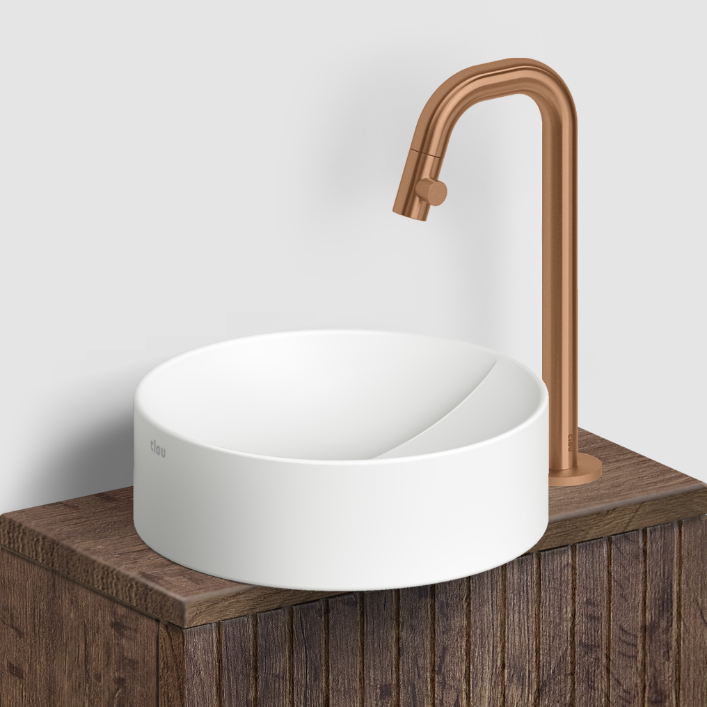 Kaldur standing cold water tap, with short spout, high version