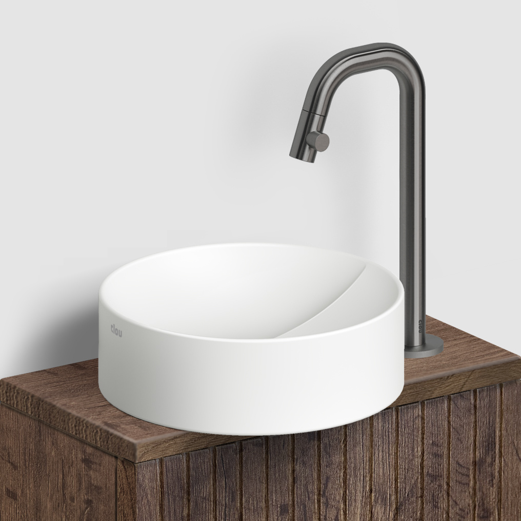 Kaldur standing cold water tap, with short spout, high version