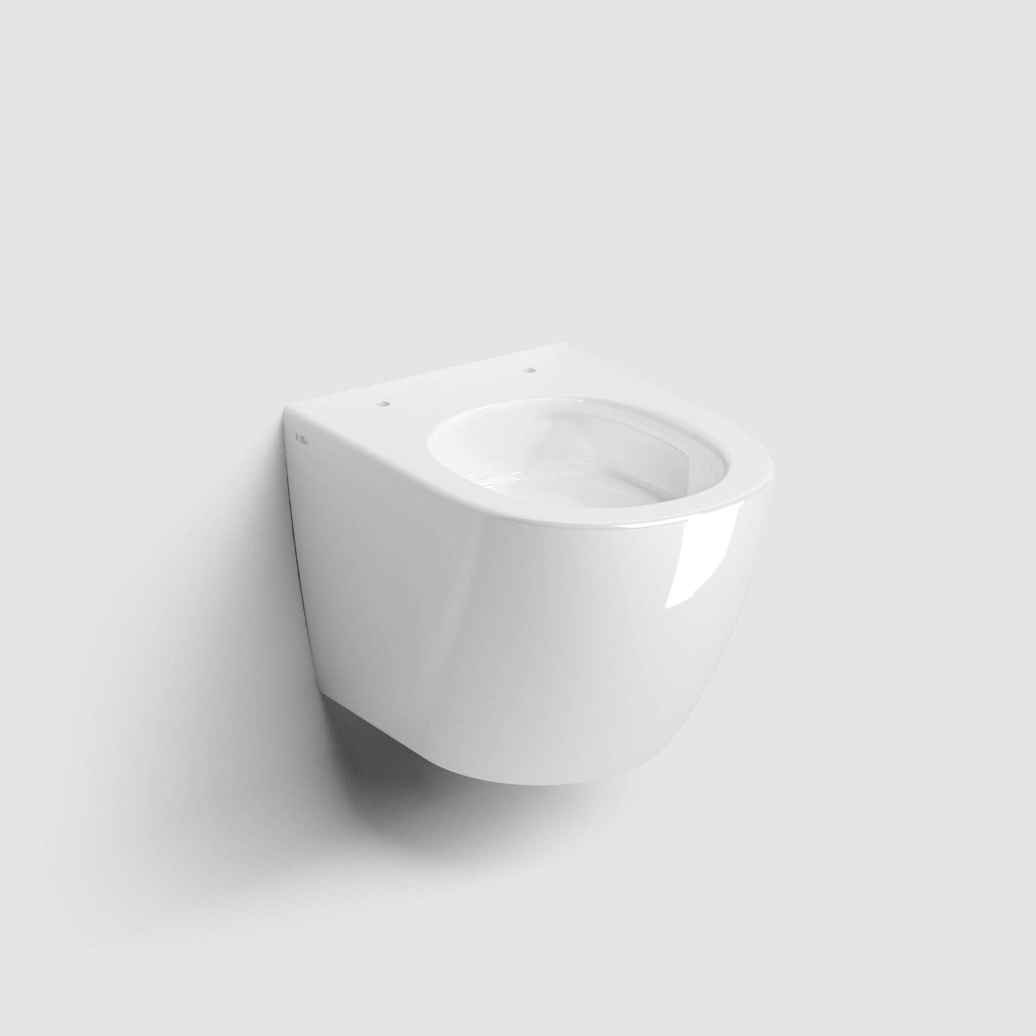InBe InBe 3 wandtoilet, 49 cm, glanzend wit keramiek, turbo flush, met toiletzitting met deksel, one-pack