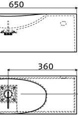 clou Hammock Plus lave-mains, avec 2 points d'amorçage, avec plage pour  robinet à gauche, avec bonde et trop-plein intég: CL/03.