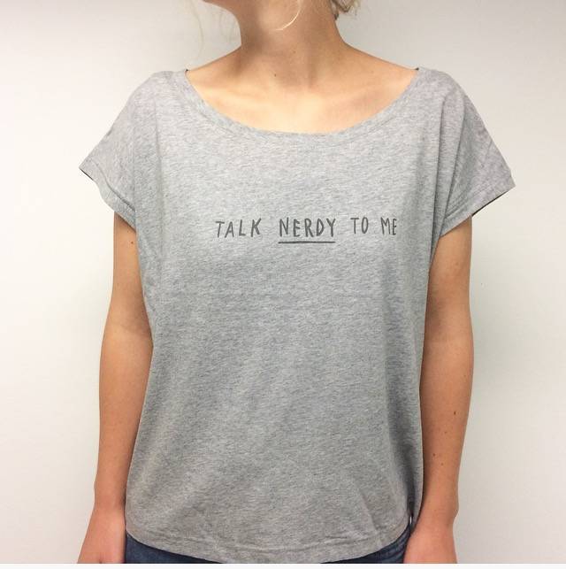 Organic t-shirt: Talk nerdy to me - Ecru Nappy Mandarine