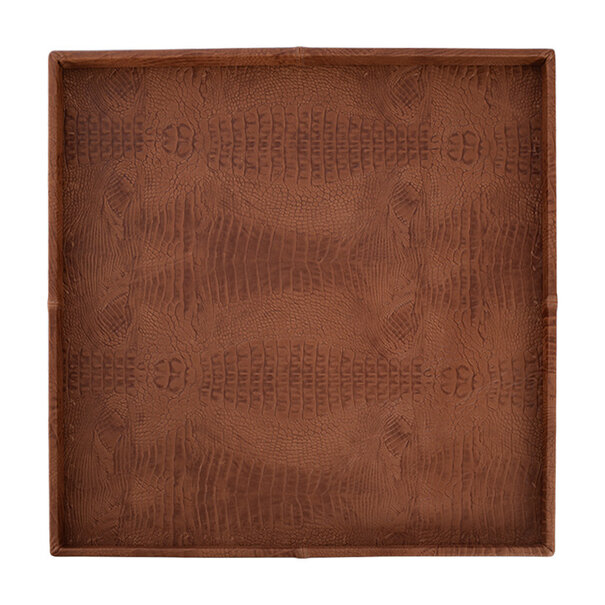 Exclusieve leren dienblad croco print Cognac L80 B80 H6