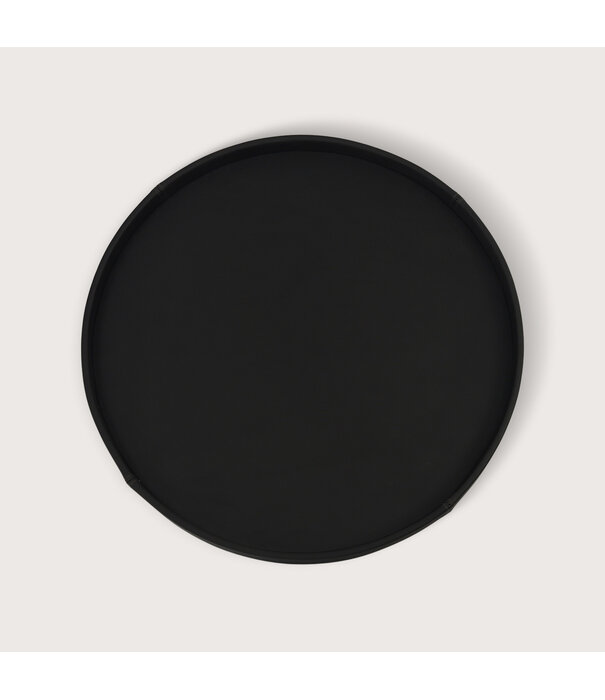 Exclusive round leather tray smooth Dark brown D70 H6