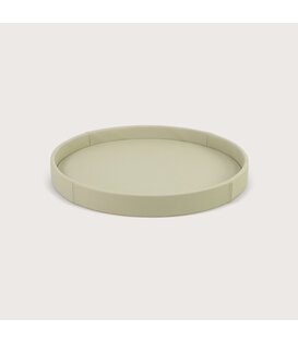 Exclusive round leather tray smooth Cream D50 H6