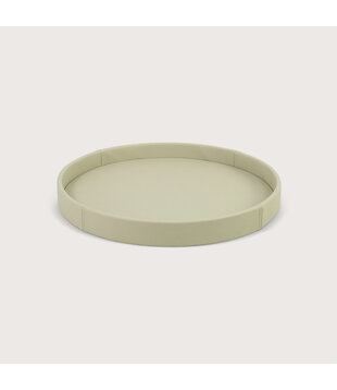 Exclusive round leather tray smooth Cream D50 H6