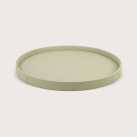 Exclusive round leather tray smooth Cream D70 H6
