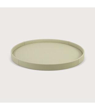 Exclusive round leather tray smooth Cream D70 H6