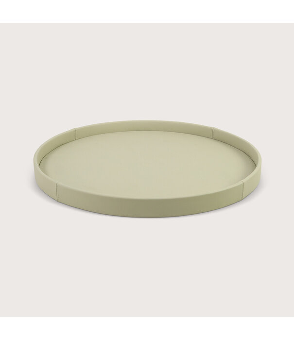 Exclusive round leather tray smooth Cream D70 H6