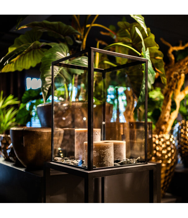 Kaars Windlicht Taupe D15 H20