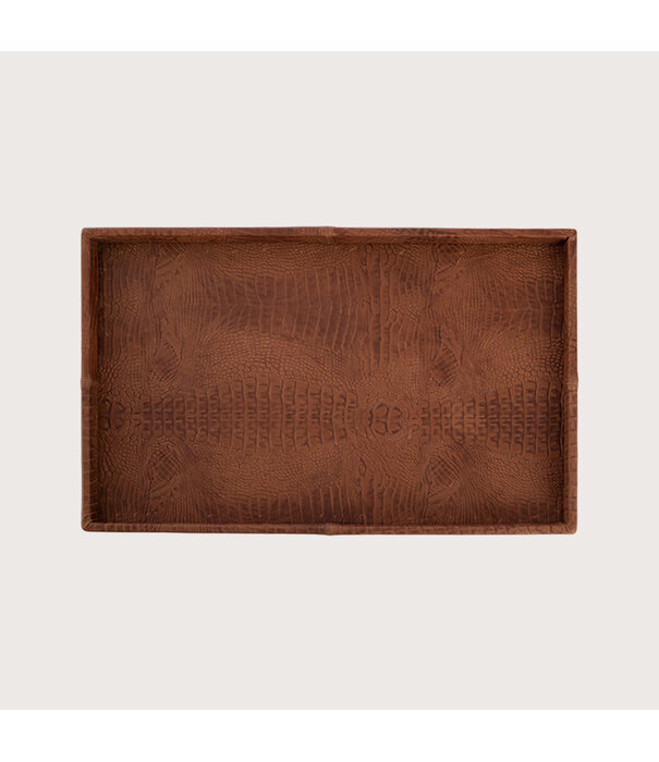 Exclusieve leren dienblad croco print Cognac L50 B80 H6