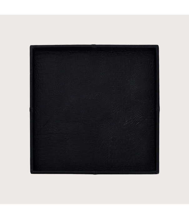 Exclusive leather tray croco print Black L60 B60 H6