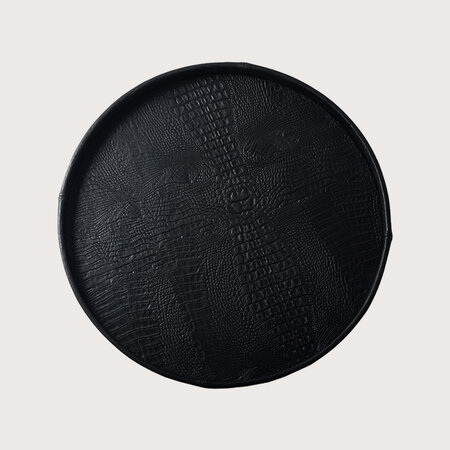 Exclusive round leather tray croco print