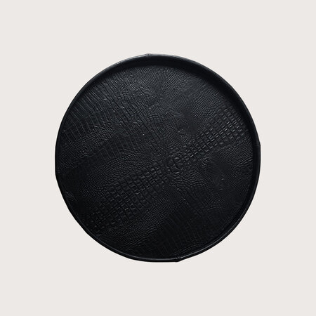 Exclusive round leather tray croco print