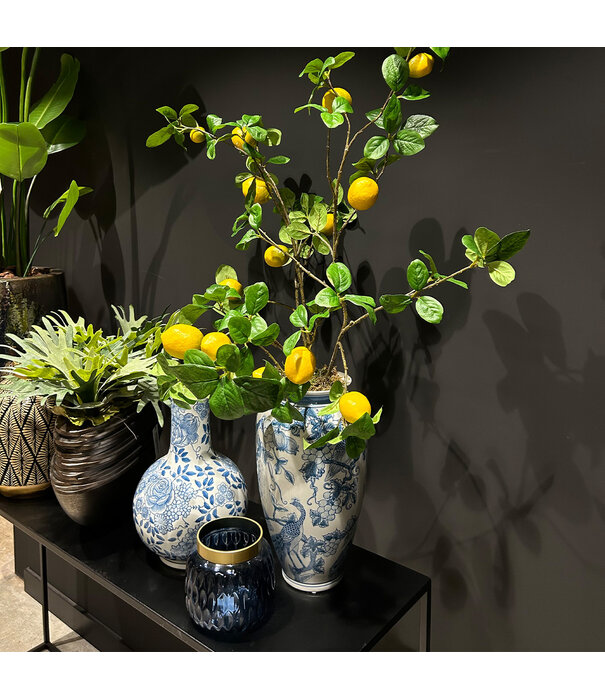 Vase Wilhelmina Blue/Gold D15 H13.5