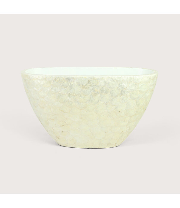 Pot Capiz High Oval Pearl White L81 W31 H46