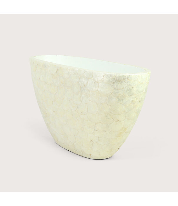 Pot Capiz High Oval Pearl White L81 W31 H46