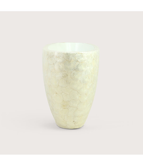 Pot Capiz High Oval Pearl White L81 W31 H46