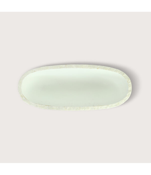 Pot Capiz High Oval Pearl White L81 W31 H46