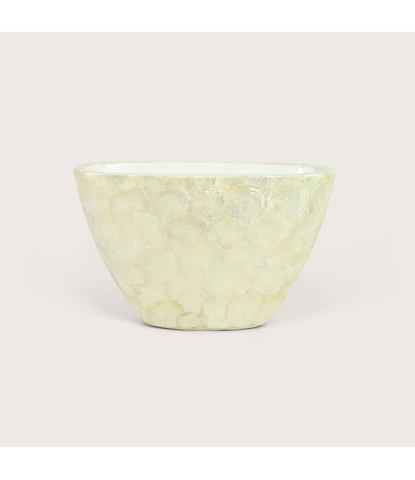 Pot Capiz High Oval Pearl White L50 W16 H30