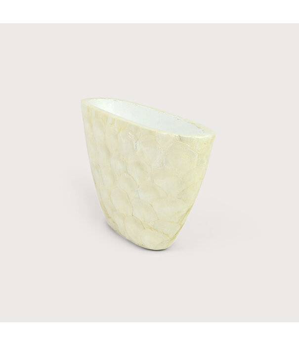 Pot Capiz High Oval Pearl White L50 W16 H30