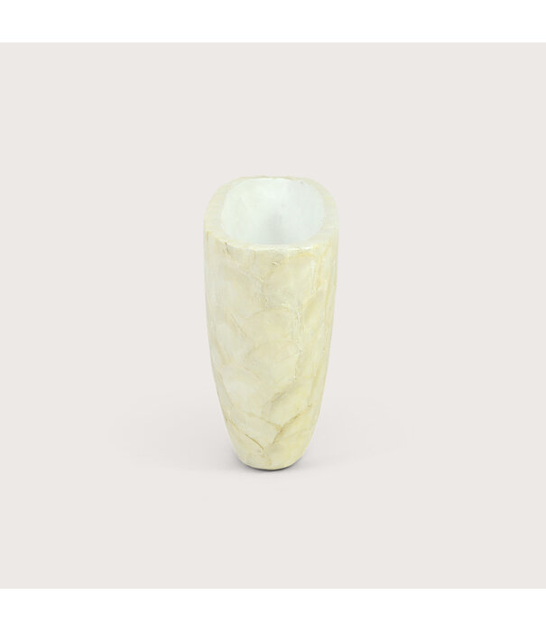 Pot Capiz High Oval Pearl White L50 W16 H30